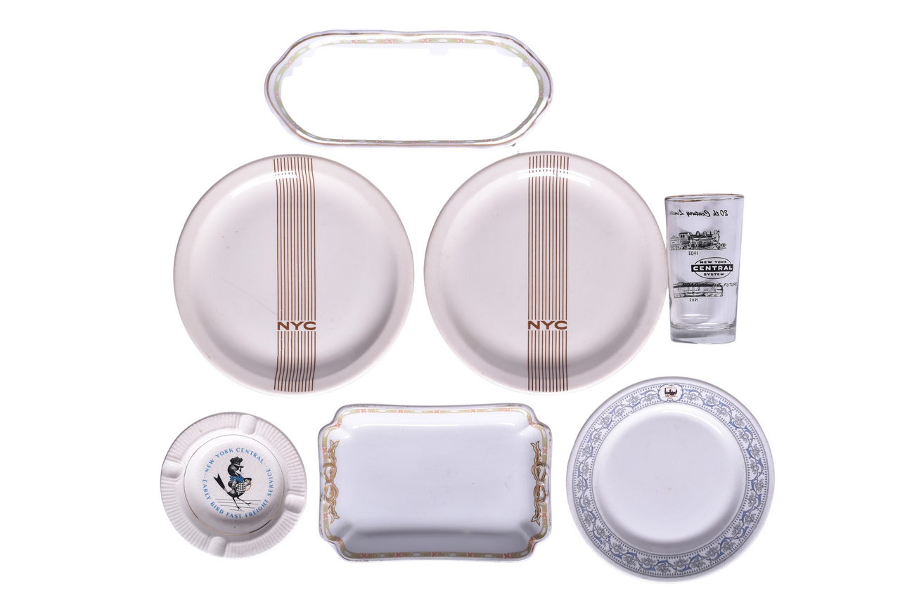 5217 - Seven Pieces of New York Central Railroad China and Glassware - Mercury, Vanderbilt, Dewitt Clinton, and Early Bird thumbnail