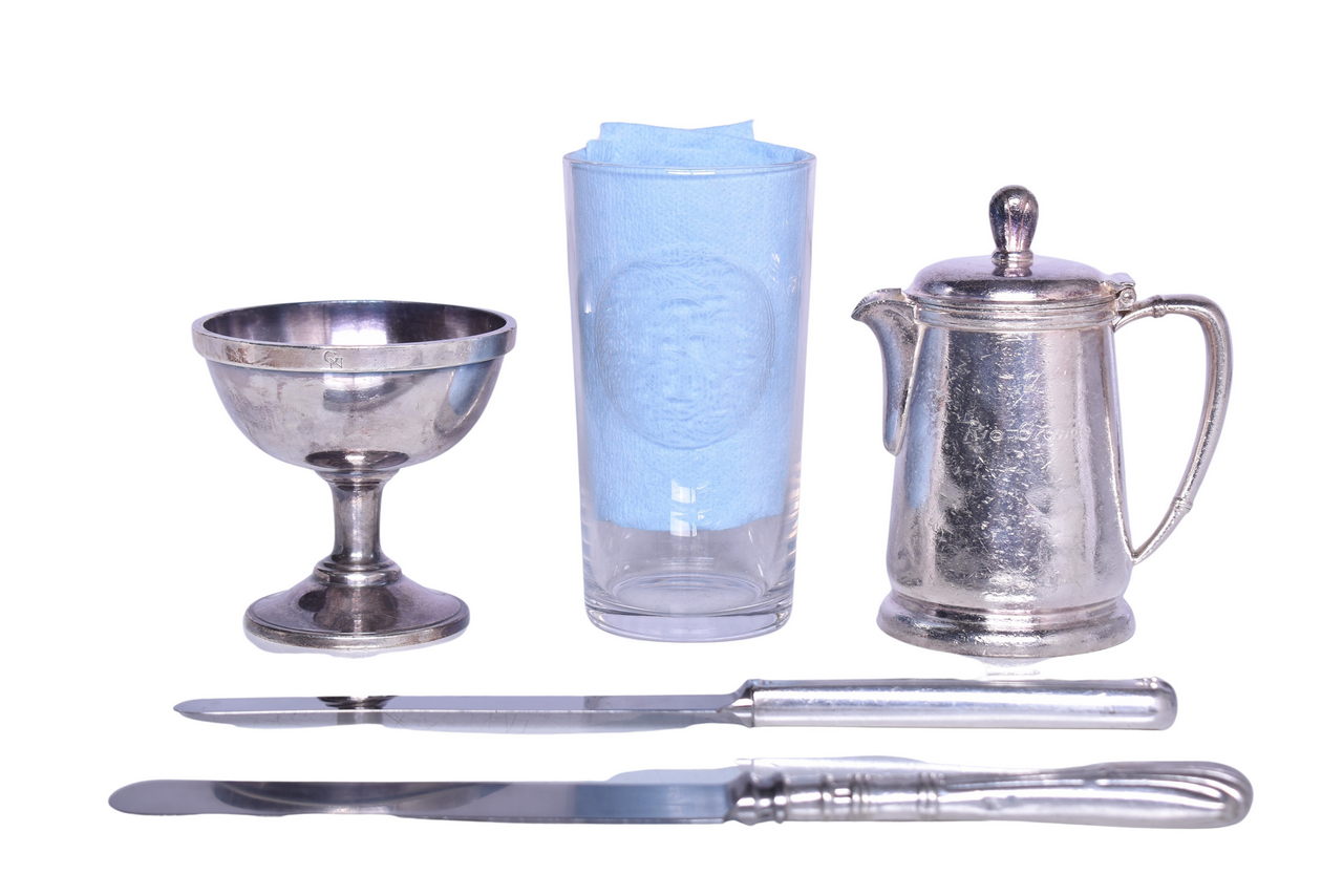 5220 - Mixed Group of Western Railroad Silver, Flatware, and Glassware - Great Northern, Rio Grande, and Fred Harvey thumbnail
