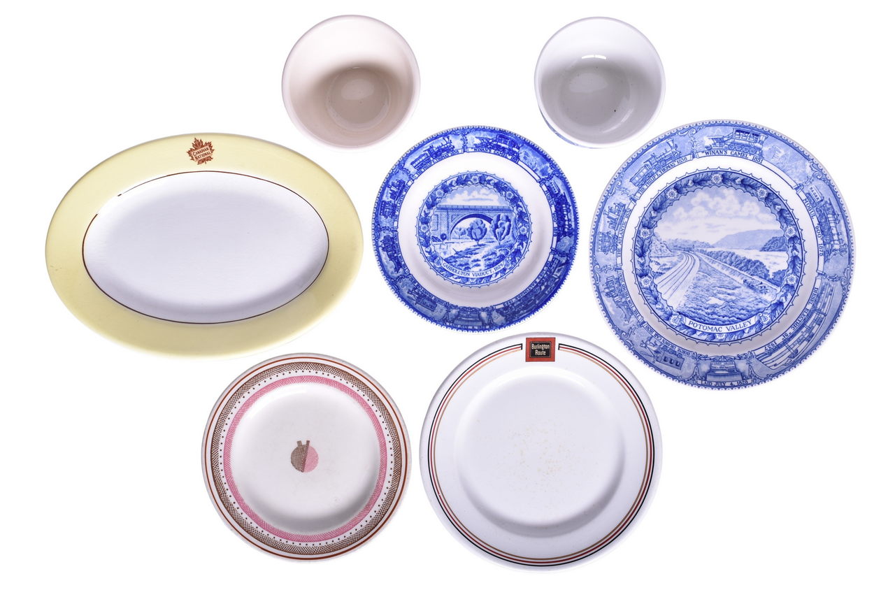 5221 - Seven Pieces of Railroad China - Burlington Route, Southern, Pennsylvania, Baltimore & Ohio, and Canadian National thumbnail