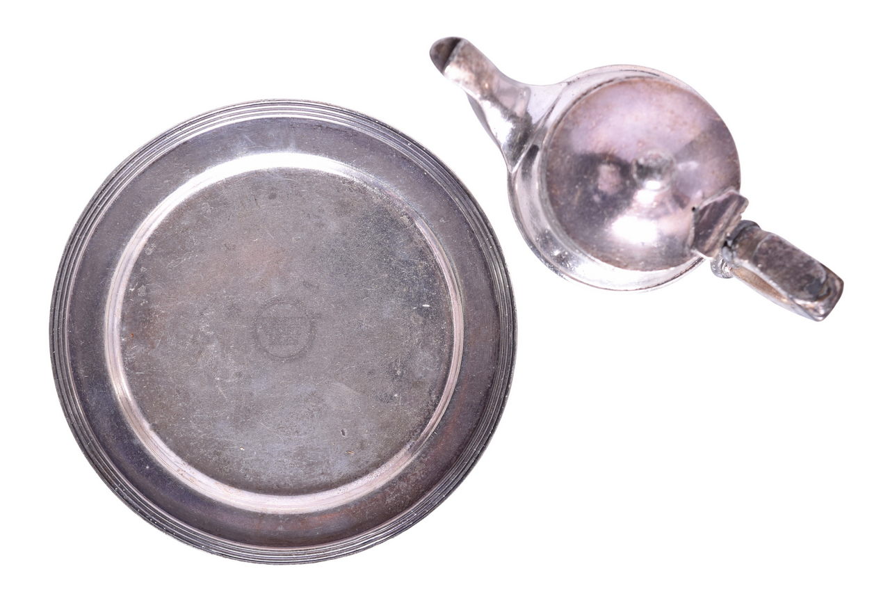 5222 - Two Pieces of Railroad Silver - Louisville & Nashville Teapot and Missouri Pacific Lines Plate thumbnail