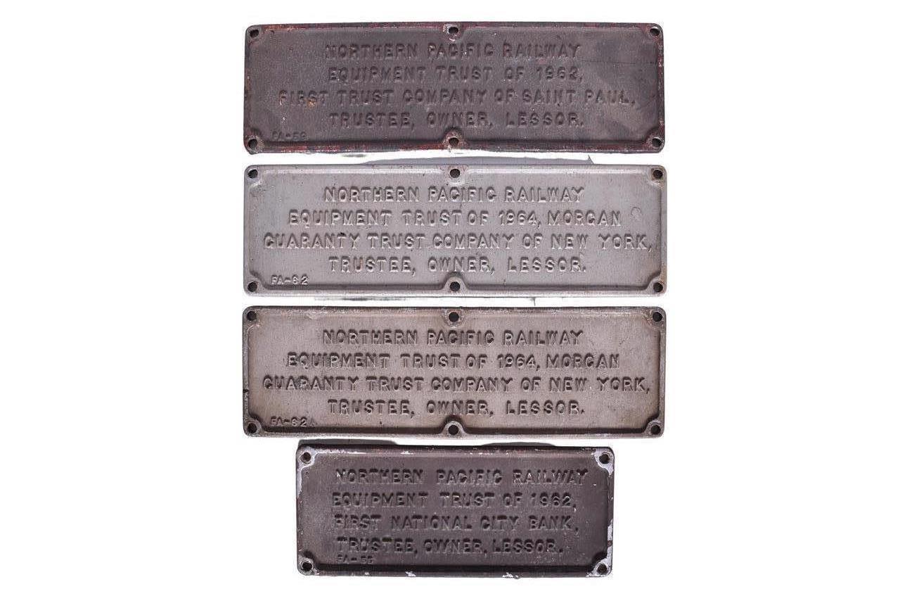 5236 - Four Northern Pacific Railway Cast Aluminum Trust Plates thumbnail
