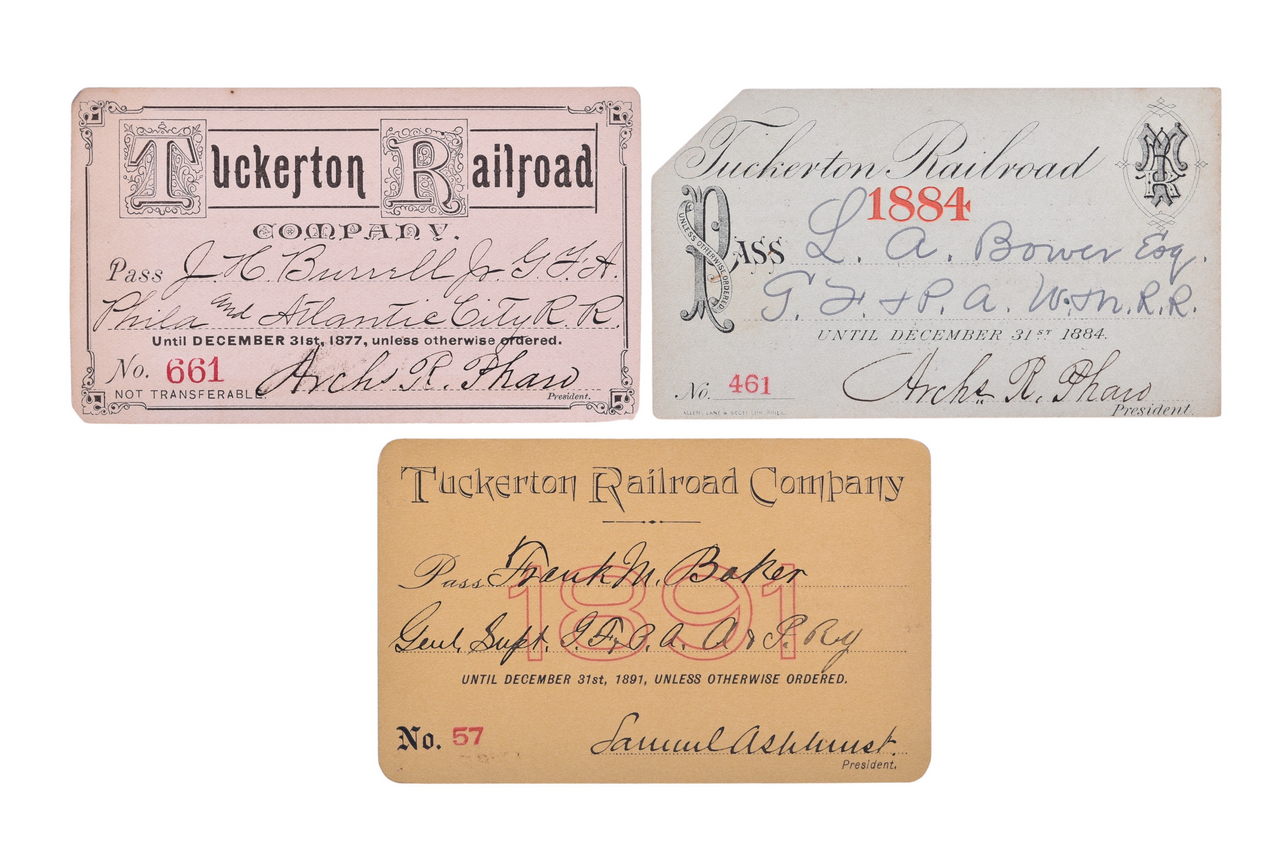 5246 - Three Tuckerton Railroad Annual Passes - 1877, 1884, 1891 thumbnail