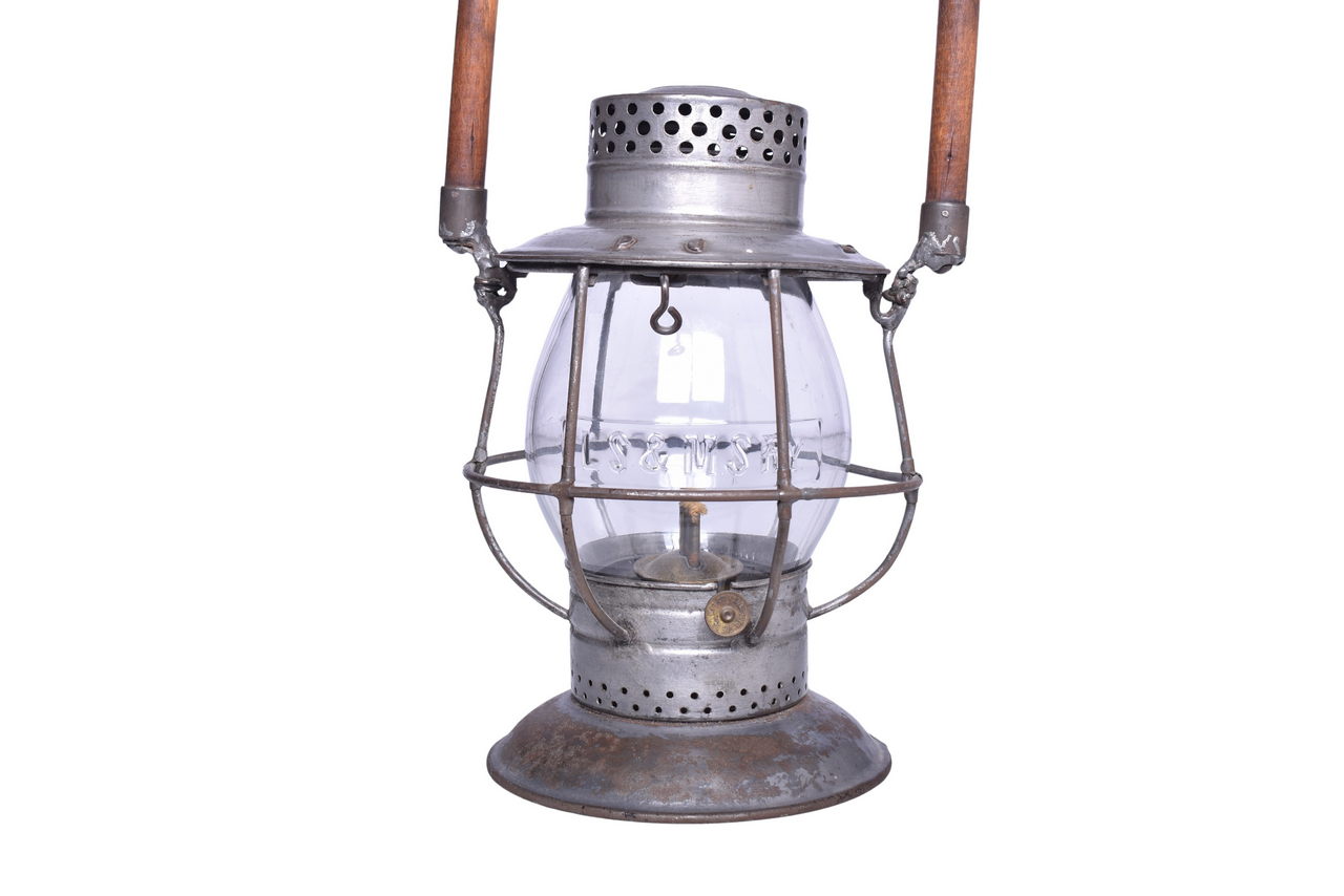 5253 - Dietz No. 39 Bell Bottom Lantern w/ Lake Shore & Michigan Southern Railroad Clear Cast Tall Globe thumbnail