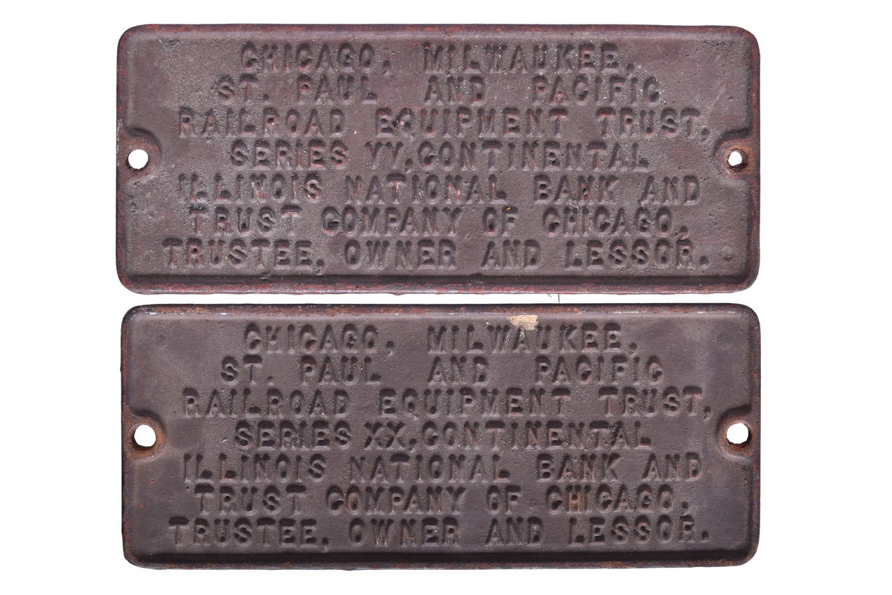 5256 - Pair of Chicago Milwaukee St. Paul and Pacific Railway / Milwaukee Road Trust Plates thumbnail