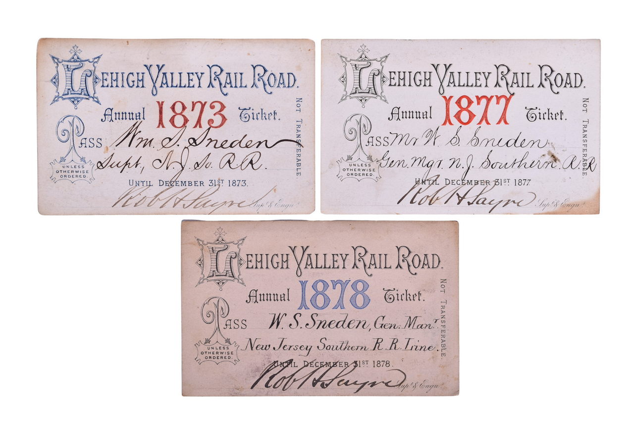 5257 - Three Lehigh Valley Railroad Annual Passes - 1873, 1877, and 1878 thumbnail