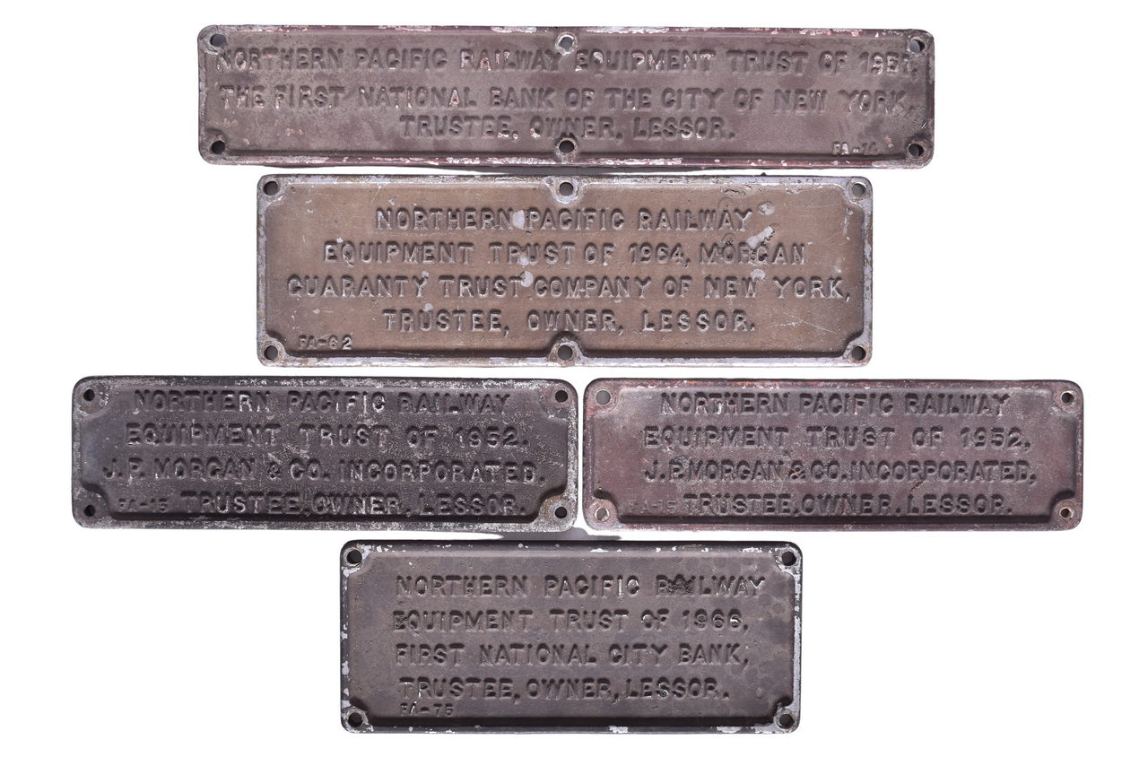 5258 - Five Northern Pacific Railway Cast Aluminum Trust Plates thumbnail