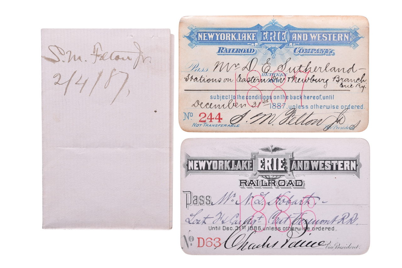 5261 - 1886 and 1887 New York, Lake Erie & Western Railroad Passes and Vice President Letter thumbnail