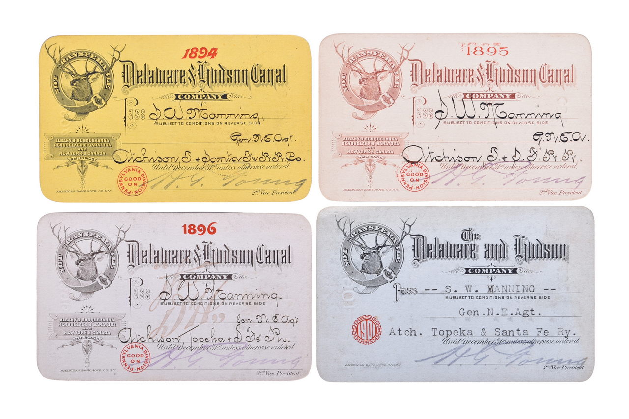 5263 - Four Delaware & Hudson Canal Company Railroad Annual Passes - 1894, 1895, 1896, and 1901 thumbnail