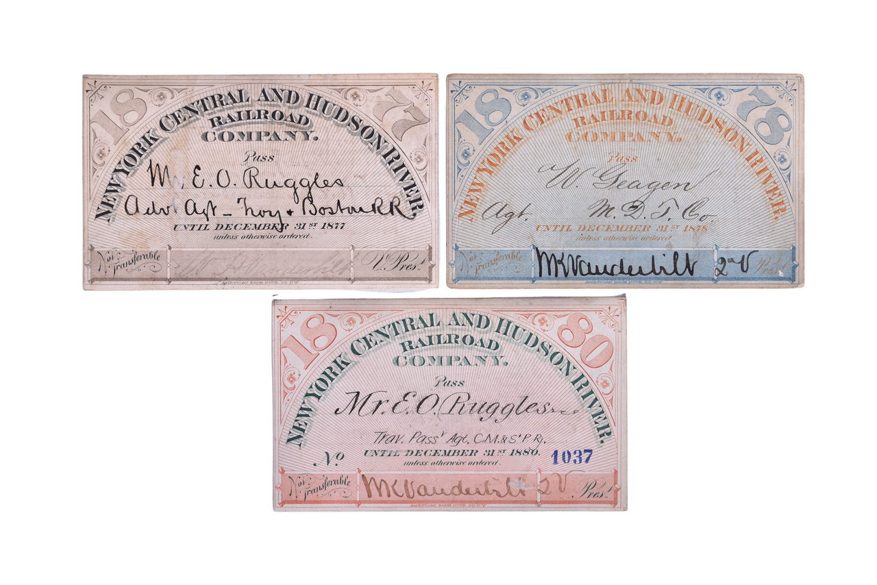 5265 - Three New York Central and Hudson River Railroad Annual Passes - 1877, 1878, and 1880 thumbnail
