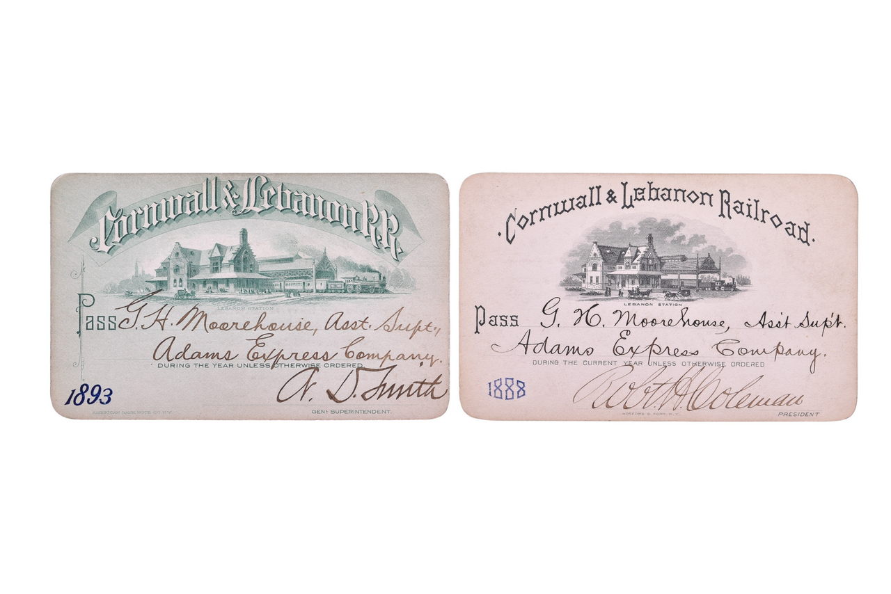 5267 - Pair of Cornwall & Lebanon Railroad Annual Passes - 1888 and 1893 thumbnail