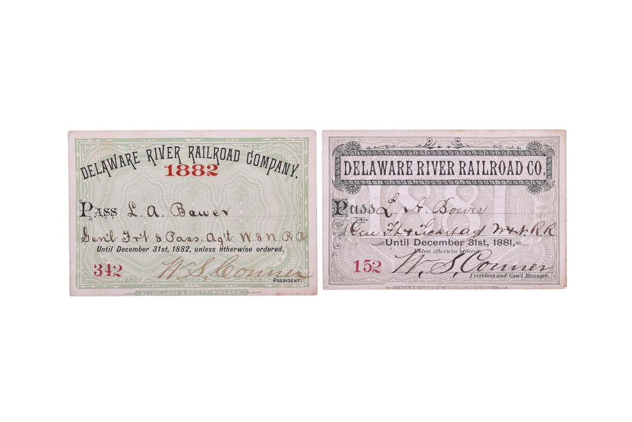 5269 - 1881 and 1882 Delaware River Railroad Company Annual Passes thumbnail