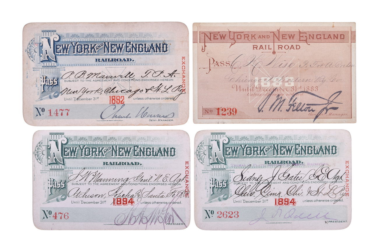 5271 - Four New York and New England Railroad Annual Passes - 1883, 1892, and 1894 thumbnail