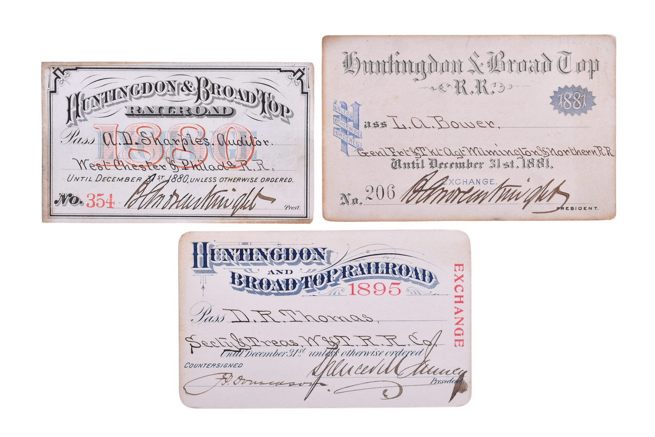 5273 - Three Huntingdon & Broad Top Railroad Annual Passes - 1880, 1881, and 1895 thumbnail