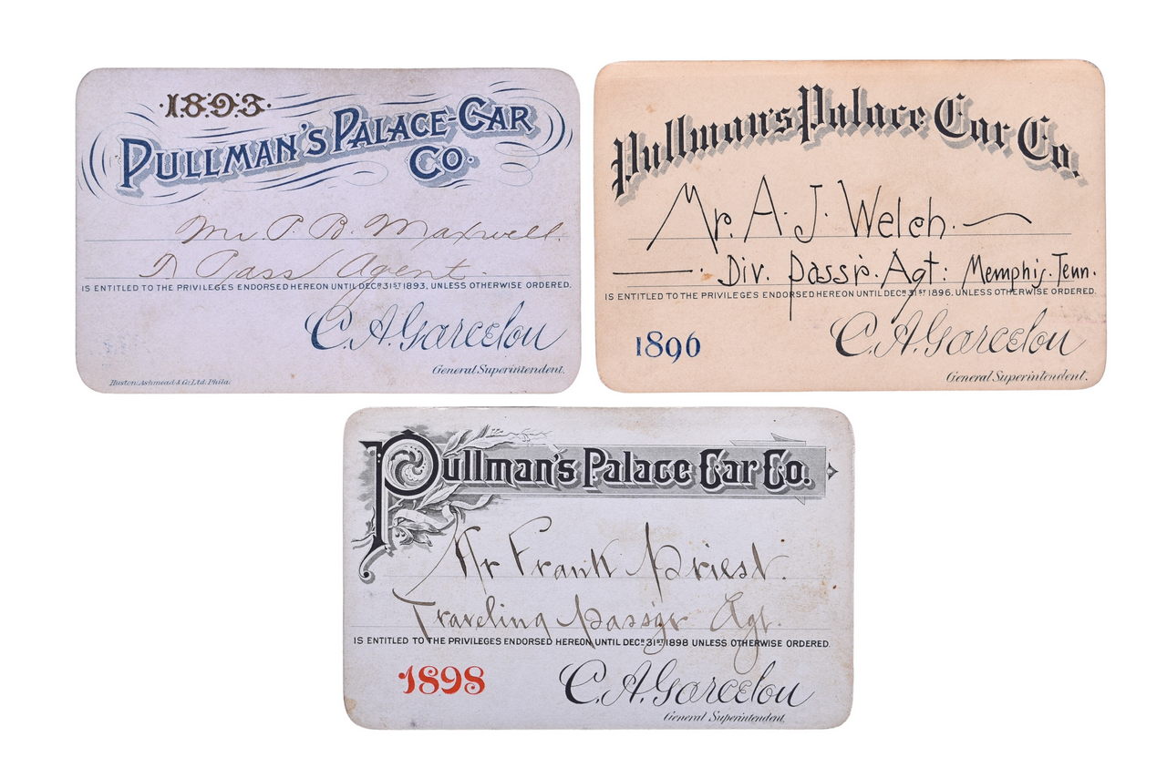 5275 - Three Pullman's Palace Car Co. Railroad Annual Passes - 1893, 1896, 1898 thumbnail