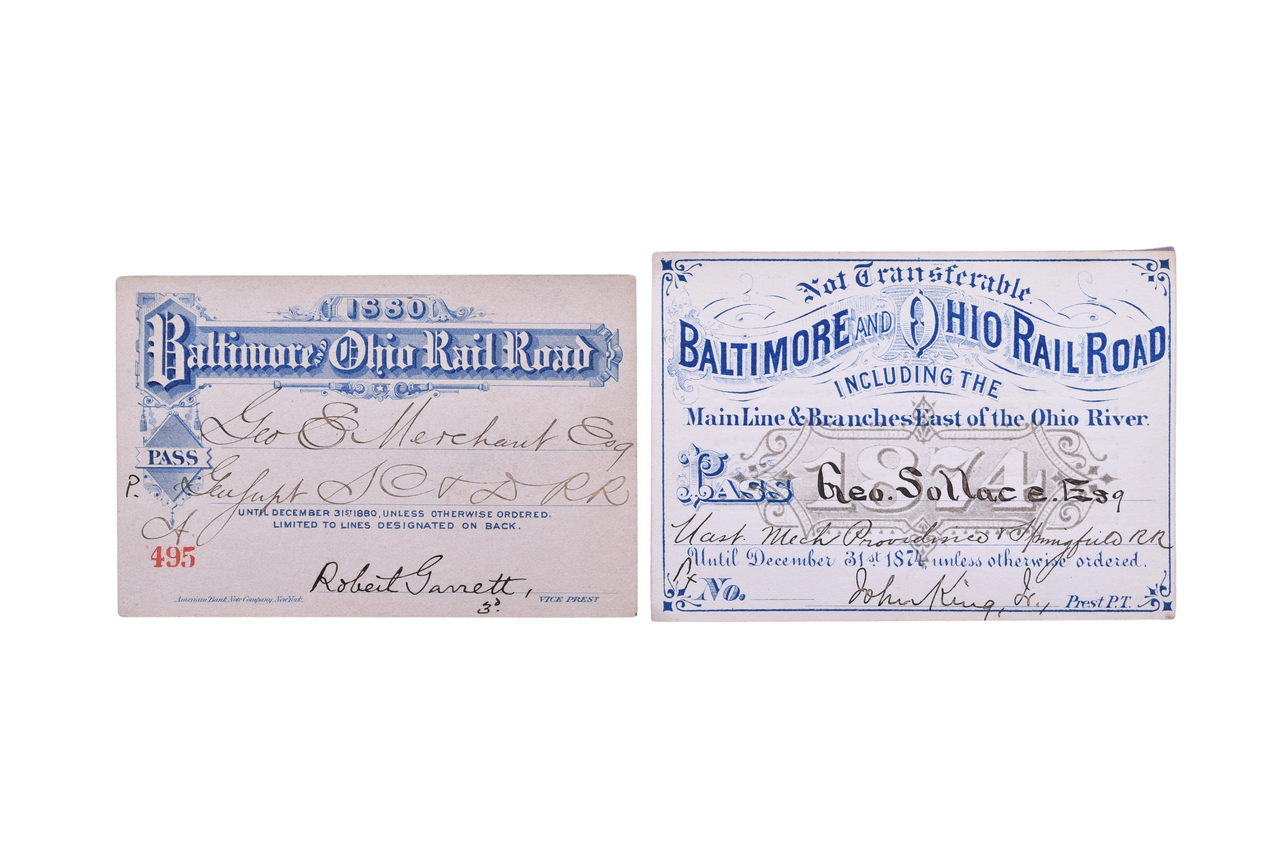 5281 - Pair of Baltimore and Ohio Railroad Annual Passes - 1874 and 1880 thumbnail
