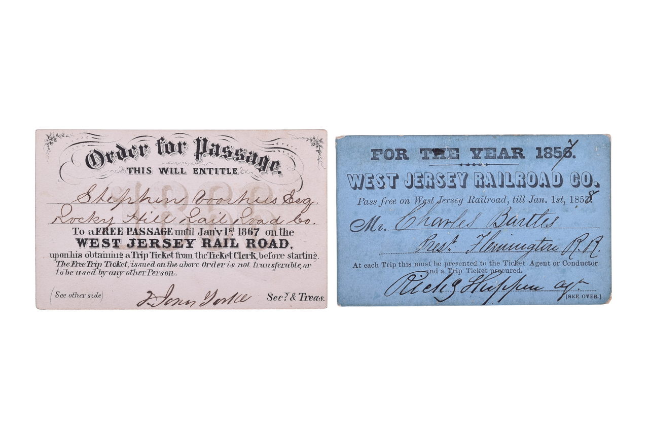 5285 - Pair of West Jersey Railroad Annual Passes - 1857 and 1866 thumbnail