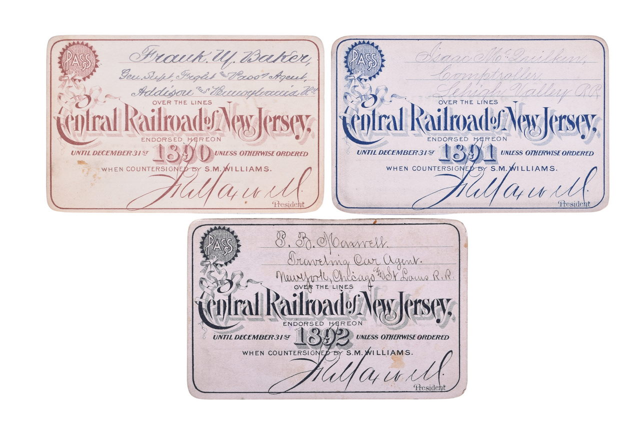 5291 - Three Central Railroad of New Jersey Annual Passes - 1890, 1891, and 1892 thumbnail
