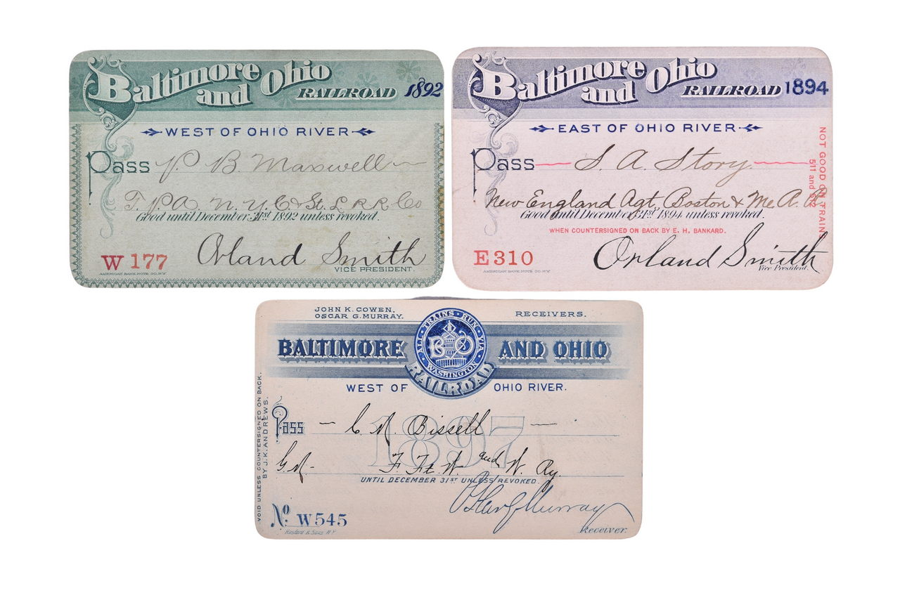 5293 - Three Baltimore and Ohio Railroad Annual Passes - 1892, 1894, and 1897 thumbnail