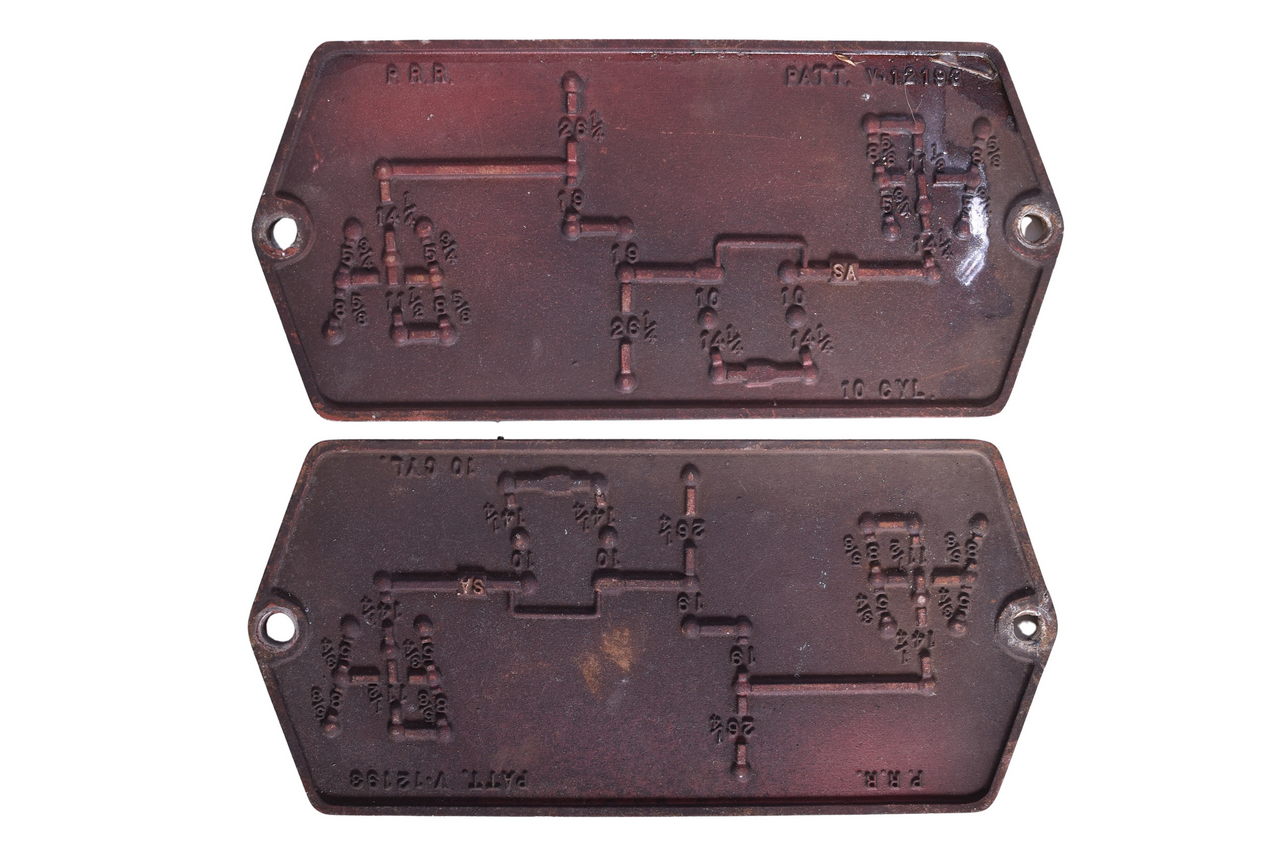 5305 - Pair of Cast Aluminum Pennsylvania Railroad Brake Plates thumbnail
