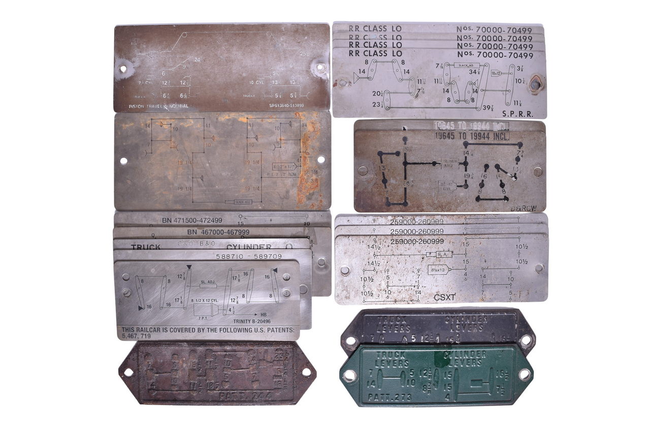 5324 - Nineteen Thin Metal Brake Plates / Circuit Diagrams - Southern Pacific, Burlington Northern, thumbnail
