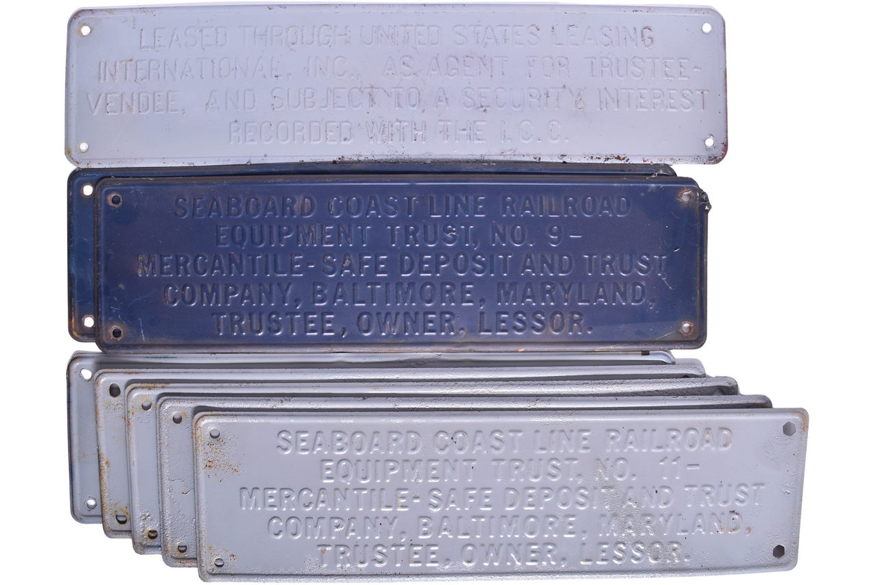 5325 - Seven Seaboard Coast Line Stamped Metal Trust Plates thumbnail