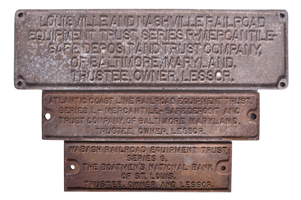 5330 - Three Railroad Trust Plates - Wabash, Louisville & Nashville, and Atlantic Coast Line thumbnail