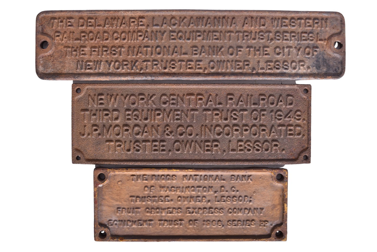5332 - Three Railroad Trust Plates - New York Central, Delaware Lackawanna & Western, and Fruit Growers Express thumbnail