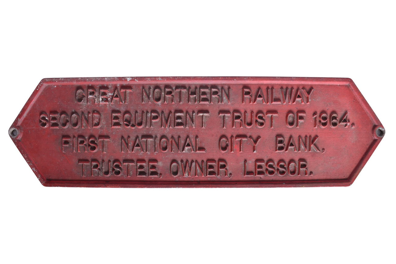 5334 - Great Northern Railroad 1964 Cast Aluminum Trust Plate thumbnail
