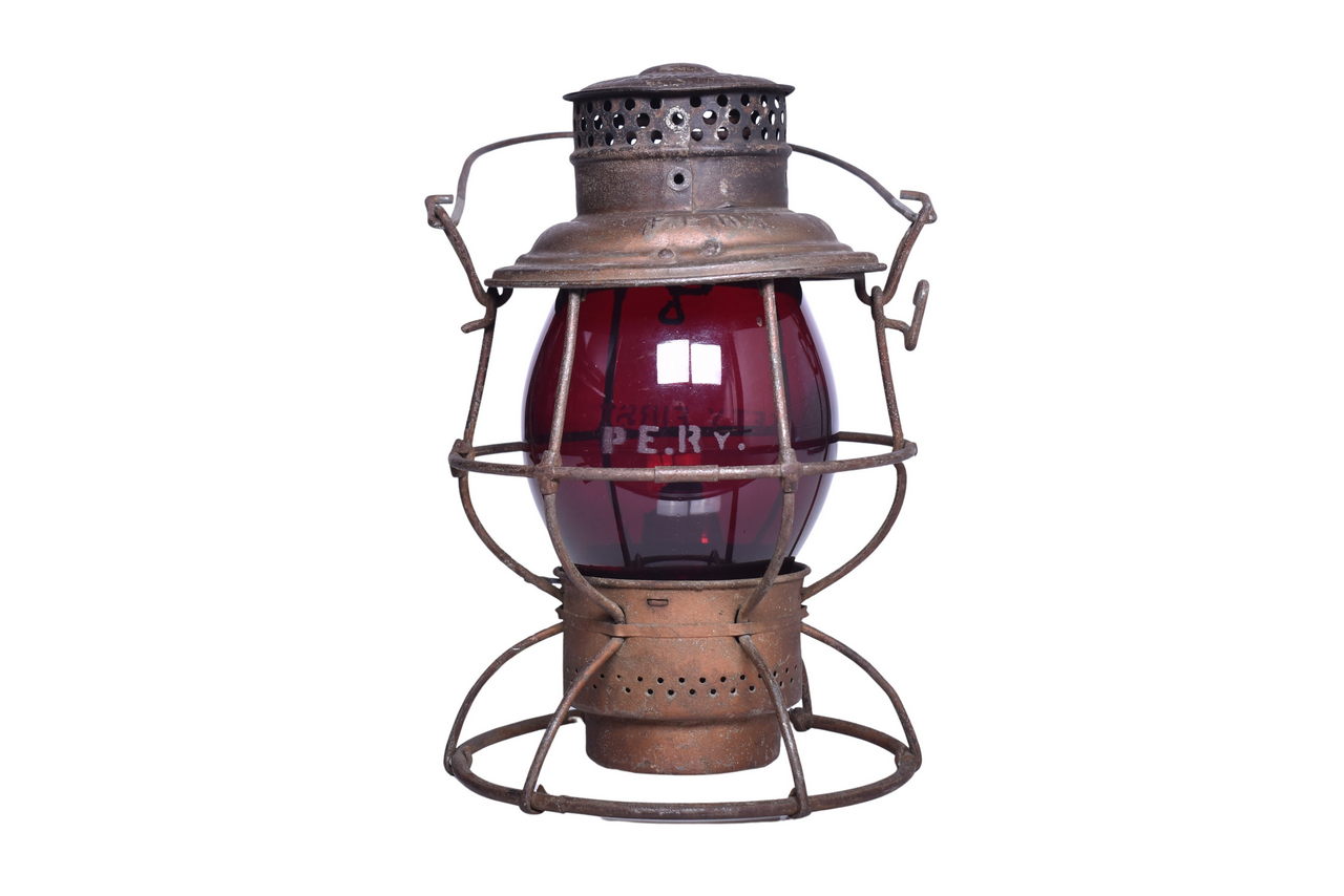 5423 - Adlake Reliable Pacific Electric Railway Lantern w/ Red Etched Tall Globe thumbnail