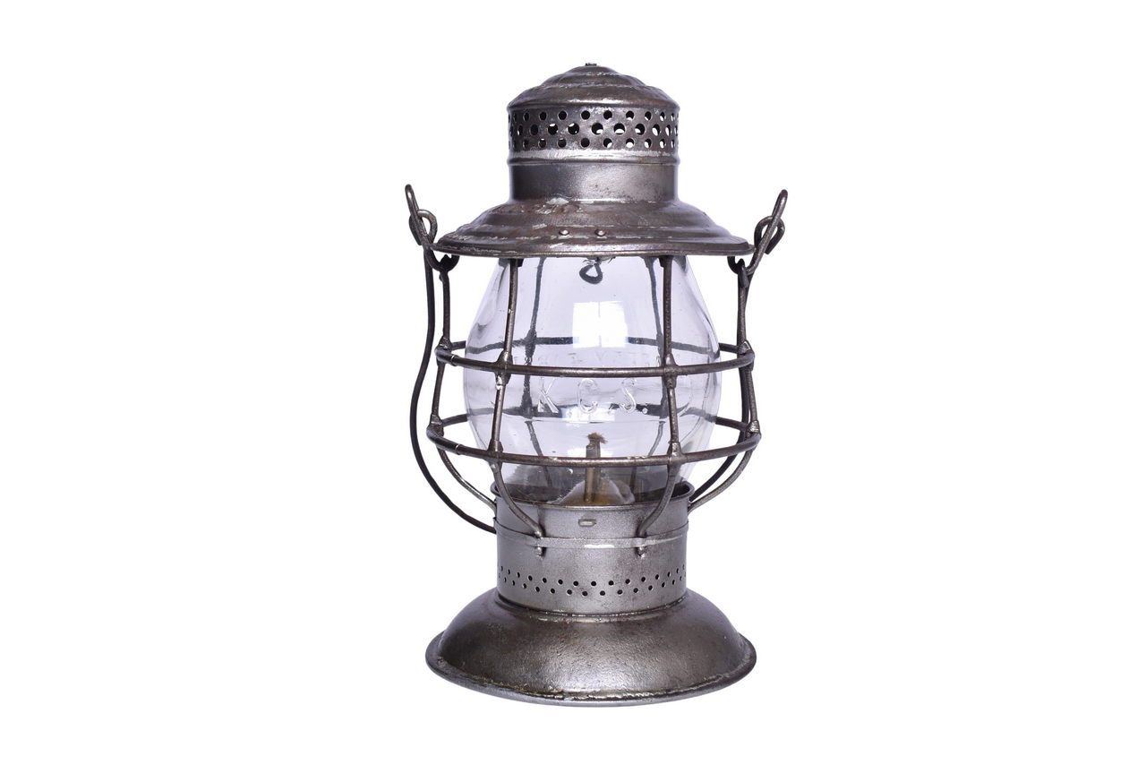5441 - Adams & Westlake Kansas City Southern Railway Bell Bottom Lantern w/ Clear Cast Tall Globe thumbnail