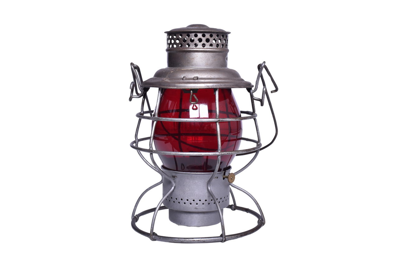 5447 - Adlake Reliable Texas & New Orleans Railroad Lantern w/ Etched Red Tall Globe thumbnail