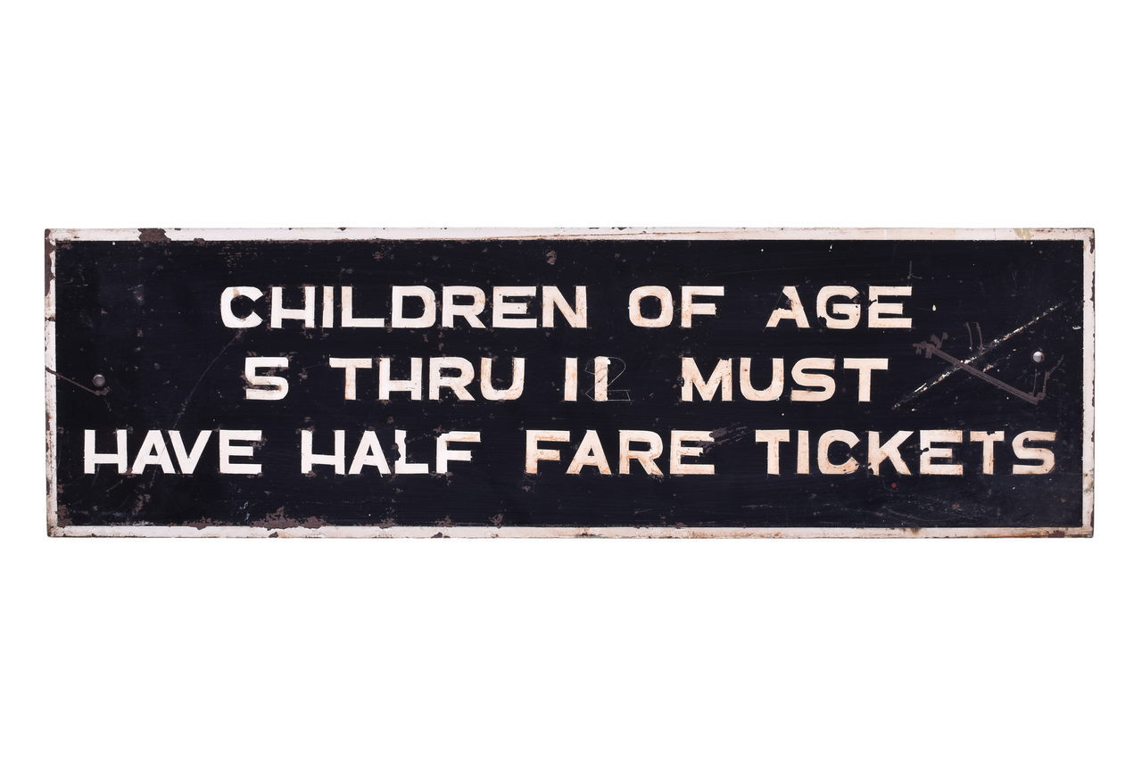 5466 - Steel Railroad Sign - Children Must Have Half Fare Tickets thumbnail