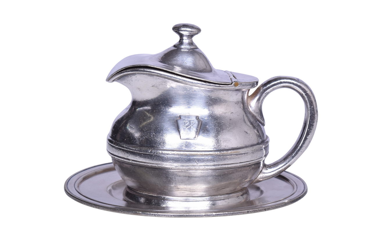 5507 - Pennsylvania Railroad Dining Car Silver Cream Pitcher and Under Liner Tray thumbnail