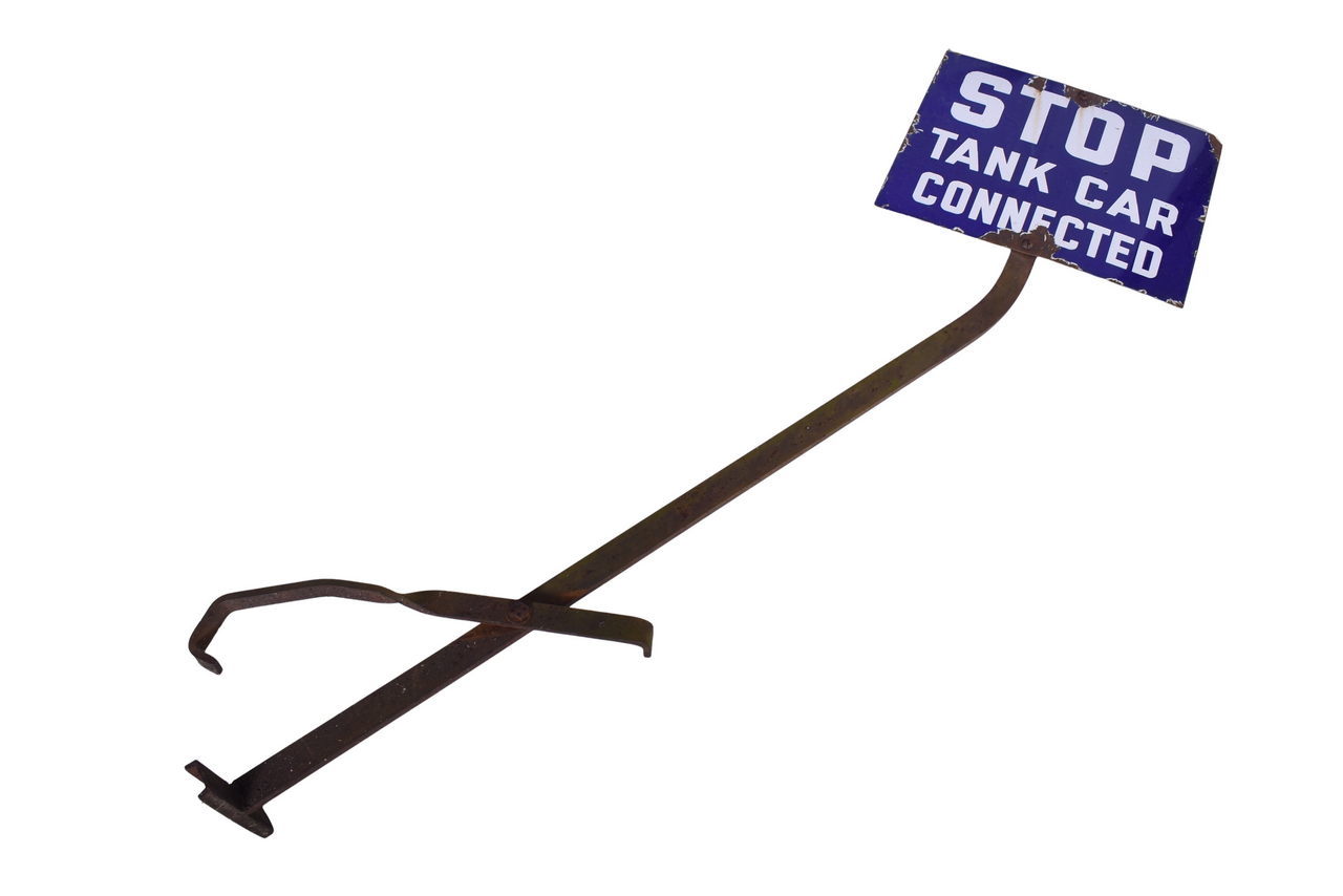 5514 - Porcelain Railroad Tank Car Connected Sign w/ Rail Head Connection thumbnail