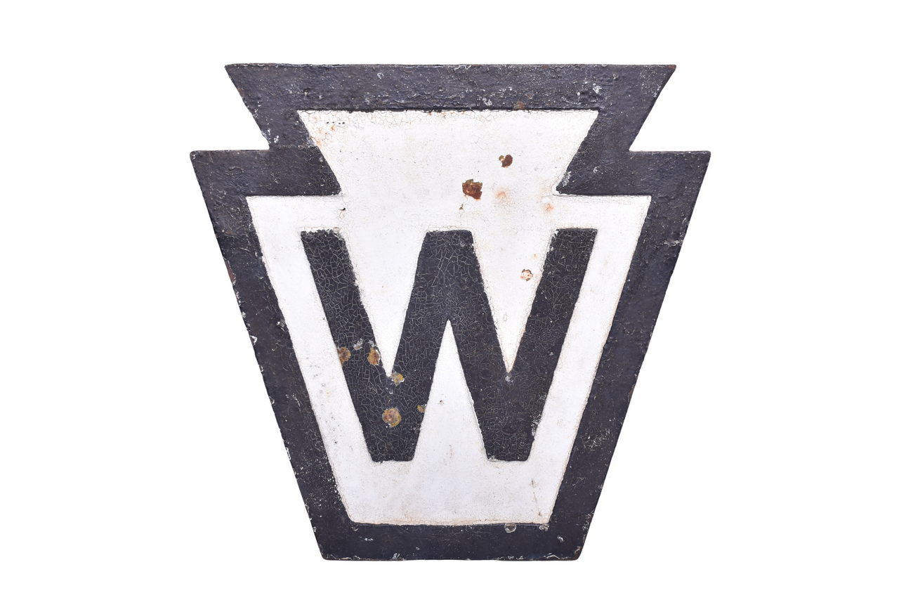 5516 - Pennsylvania Railroad Cast Iron Keystone Whistle Sign thumbnail