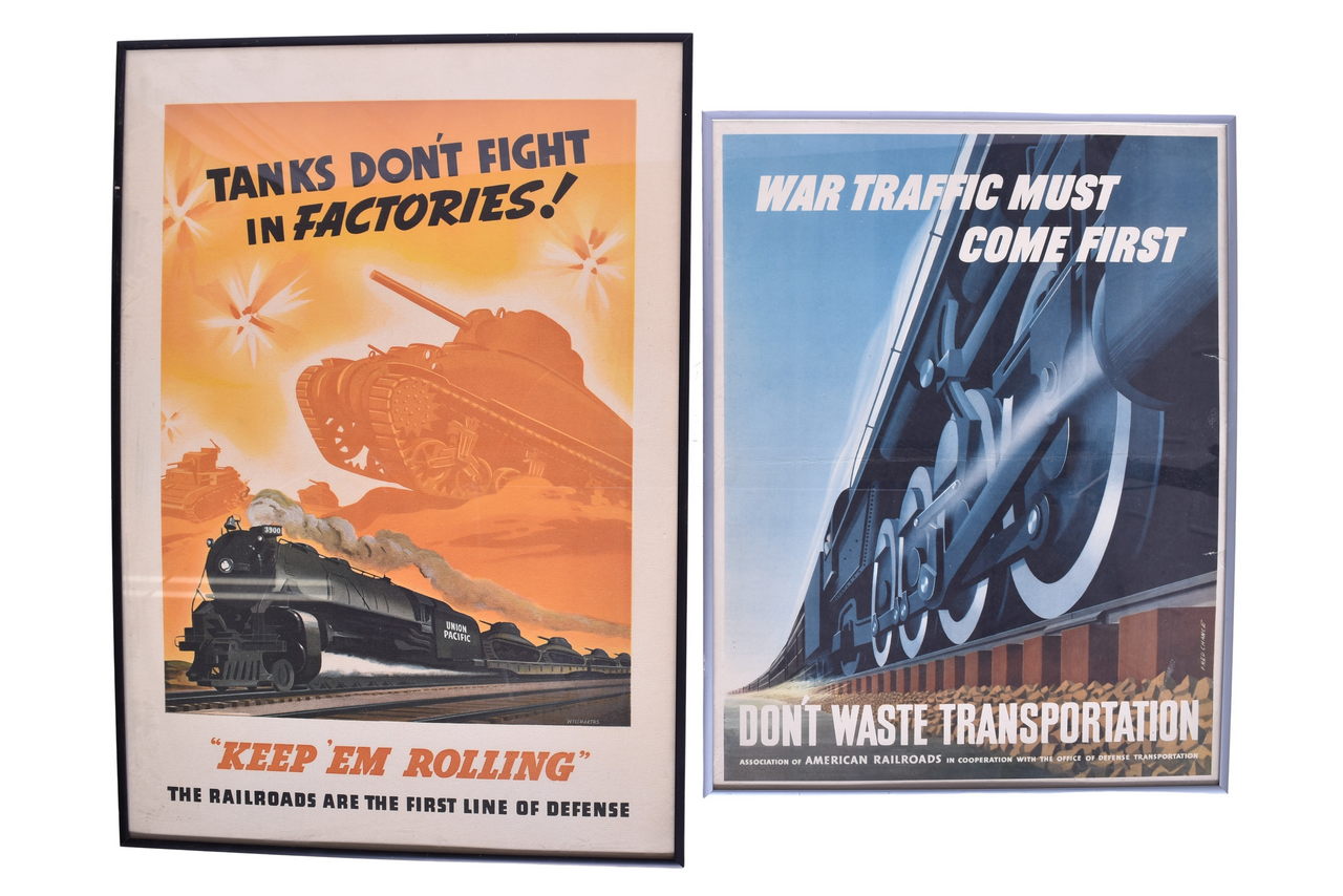 5544 - Two Framed War-Time Railroad Posters - Union Pacific 
