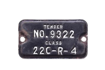 5585 - Southern Pacific Railway Cast Iron Tender Plate No. 9322 Class 220-R-4 #4227 thumbnail