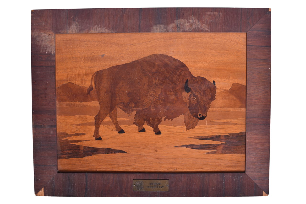 5642 - Union Pacific Buffalo Depot Plaque in Original Frame - Wooden American Joxyl Advertising Sign thumbnail