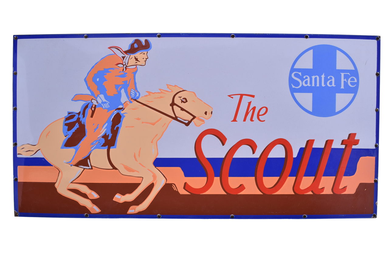5650 - Incredible Santa Fe Scout Porcelain Sign - SEVEN COLOR - SSP thumbnail