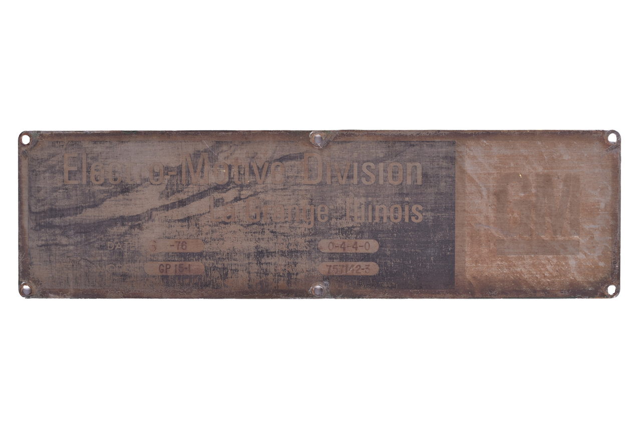 5654 - EMD / Electro-Motive Chicago and North Western Railroad GP15-1 Locomotive Builders Plate - #4402 thumbnail