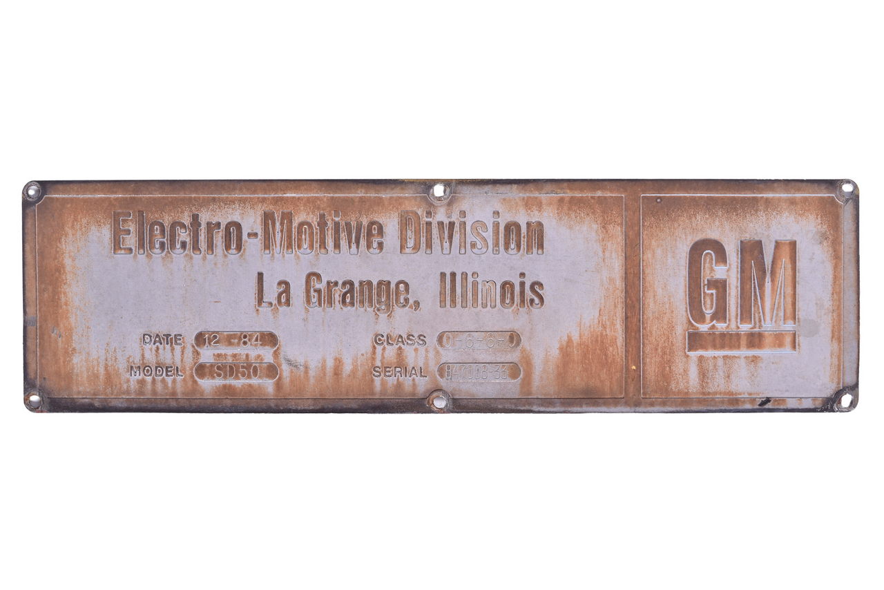 5656 - EMD / Electro-Motive Missouri Pacific Railroad SD50 Locomotive Builders Plate - #5032 thumbnail