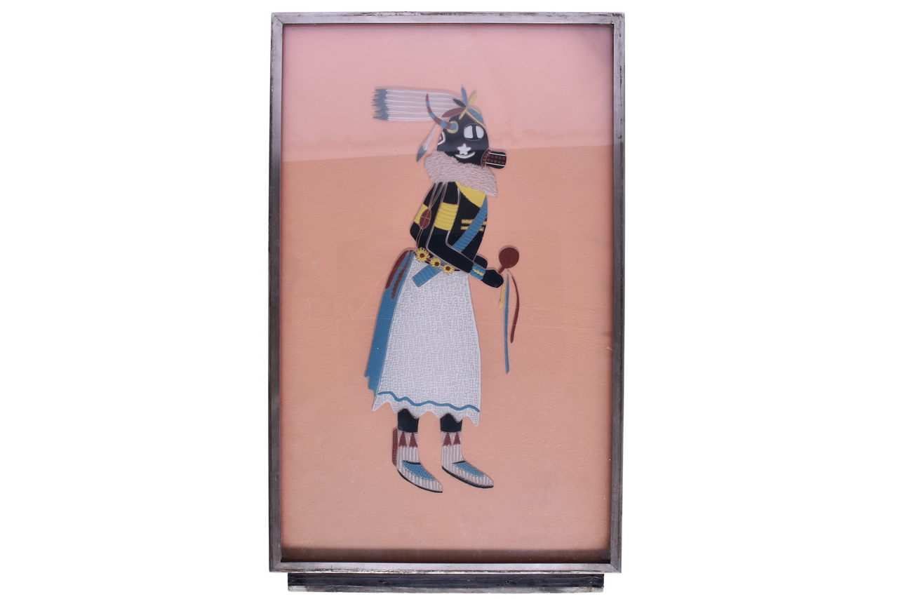 5670 - Scarce Santa Fe El Capitan Navajo Native American Sand Art Passenger Car Panel thumbnail