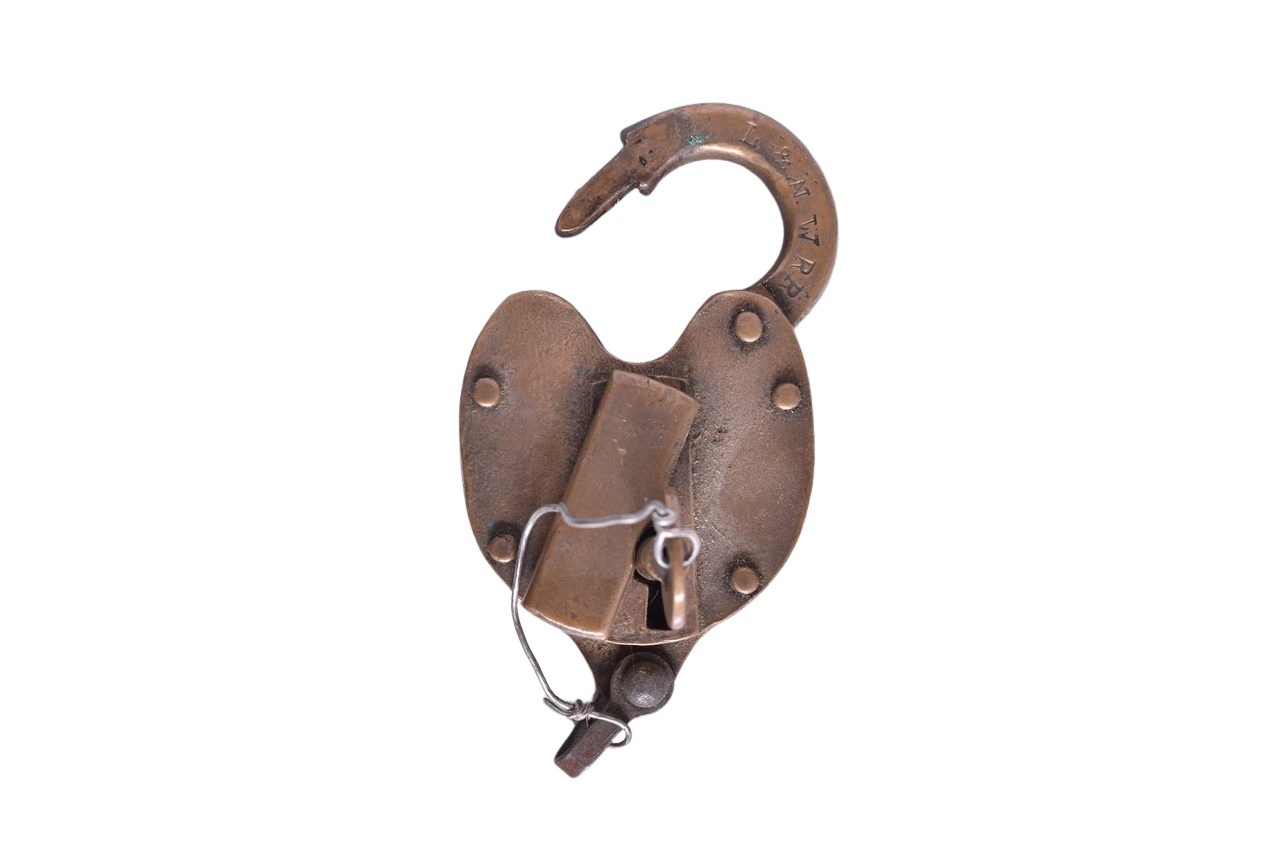 5699 - Louisiana & North West Railroad Brass Heart Shaped Lock and Key thumbnail