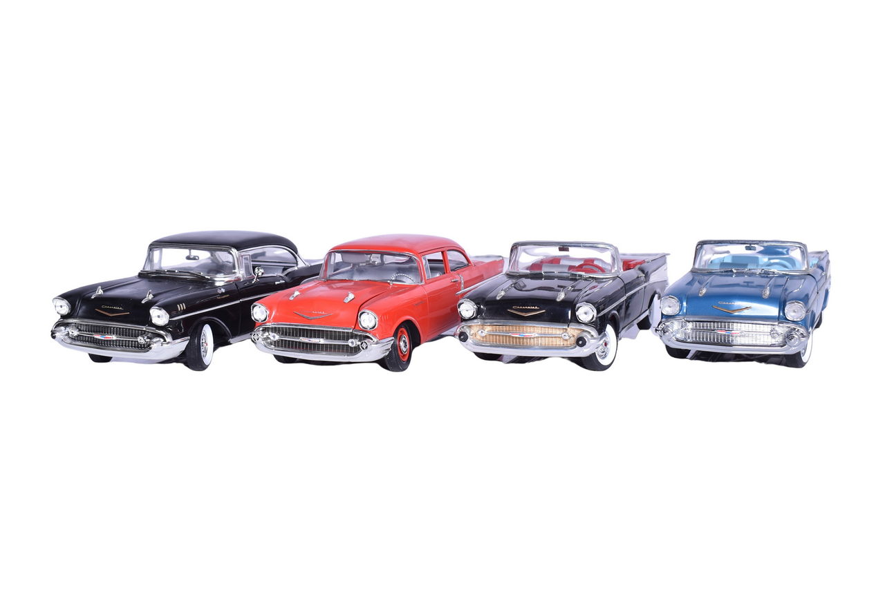 3043 - Four ERTL 1:18 Die Cast 1957 Chevrolet Bel Air Model thumbnail