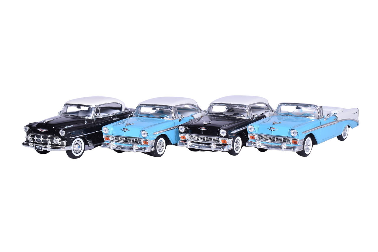 3081 - Four Jada 1:24 Die Cast 1950s Chevrolet Bel Air Models thumbnail