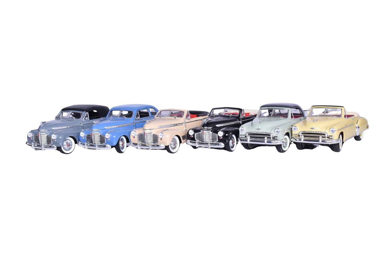3136 - Four 1:18 Die Cast 1941 Chevy Deluxe and Two MIRA 1:18 Die Cast 1950 Chevy Models thumbnail