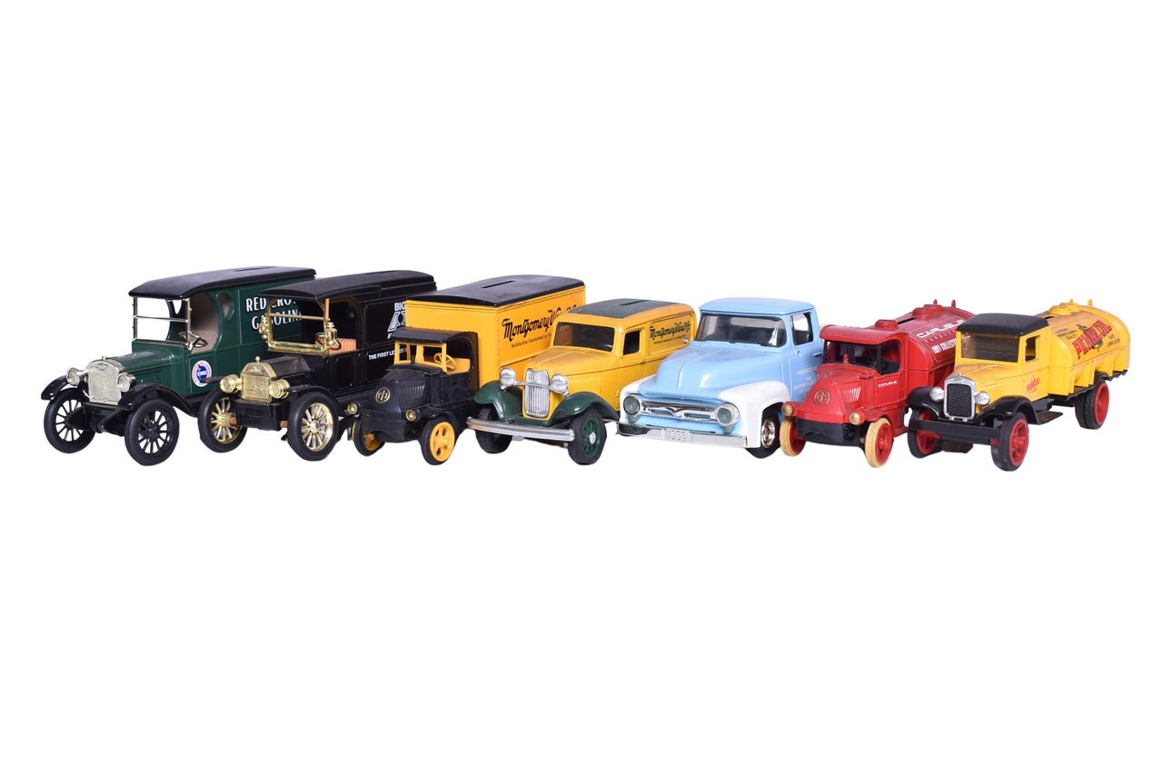 3188 - Seven ERTL 1:24 Die Cast Model Coin Banks thumbnail