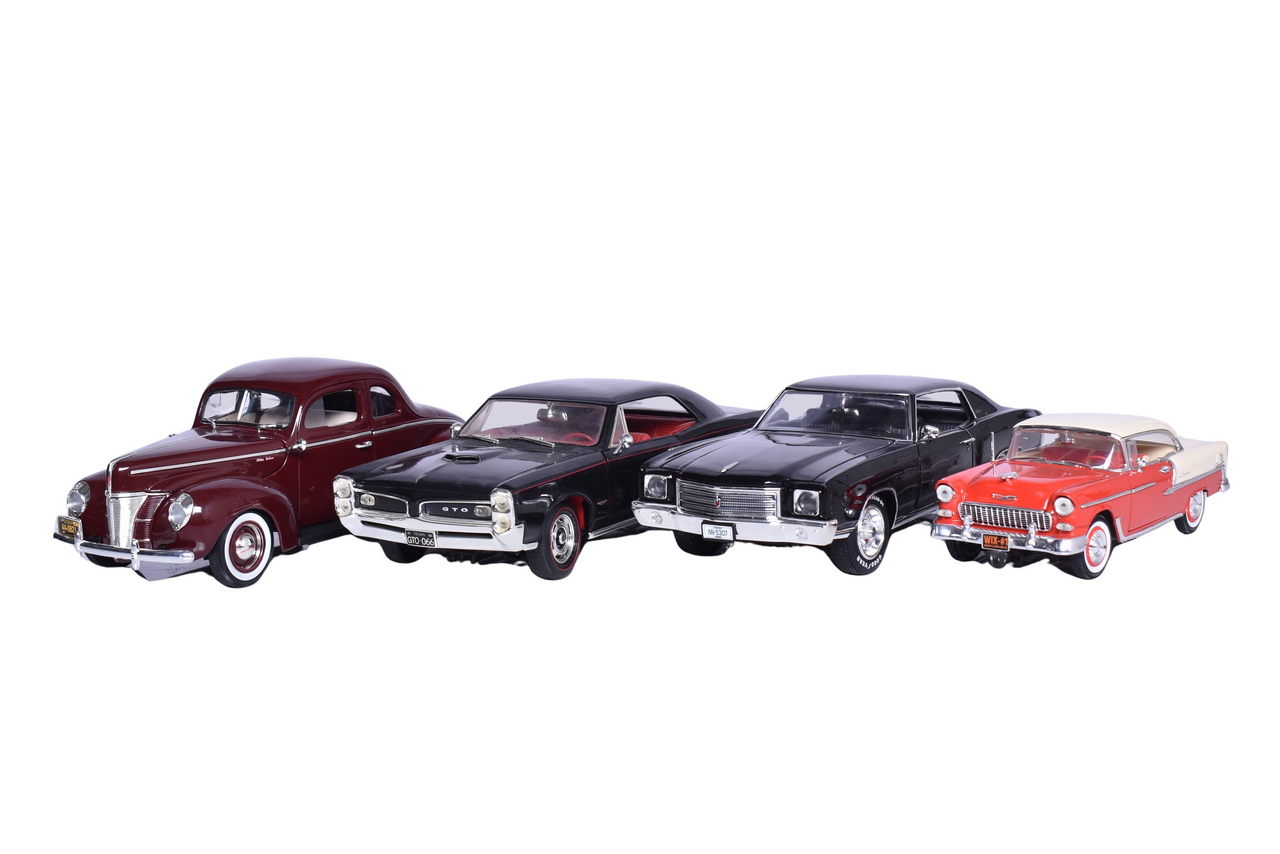 3199 - Four ERTL, Racing Champions Die Cast Models - 1:18 1970 Monte Carlo SS 454, 1966 Pontiac GTO, 1940 Ford Coupe Deluxe thumbnail