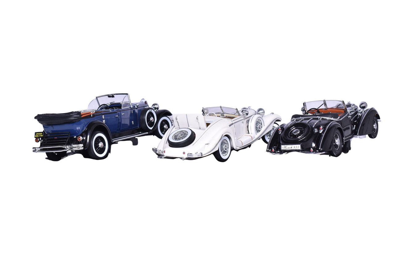 3230 - Three Sun Star, Maisto, Ricko 1:18 Die Cast 1930s Mercedes-Benz, Horch, Lincoln Models thumbnail