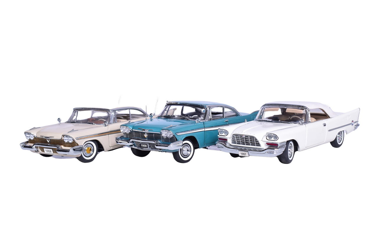 3243 - Three Danbury Mint, Franklin Mint 1:24 Die Cast 1957/58 Plymouth, Chrysler Models thumbnail